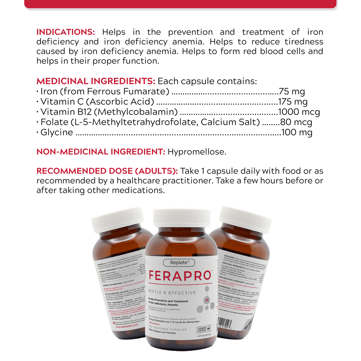 FERAPRO™ by Bob’s Iron Formula – High-Potency Iron & Energy Support | 100 Veggie Capsules