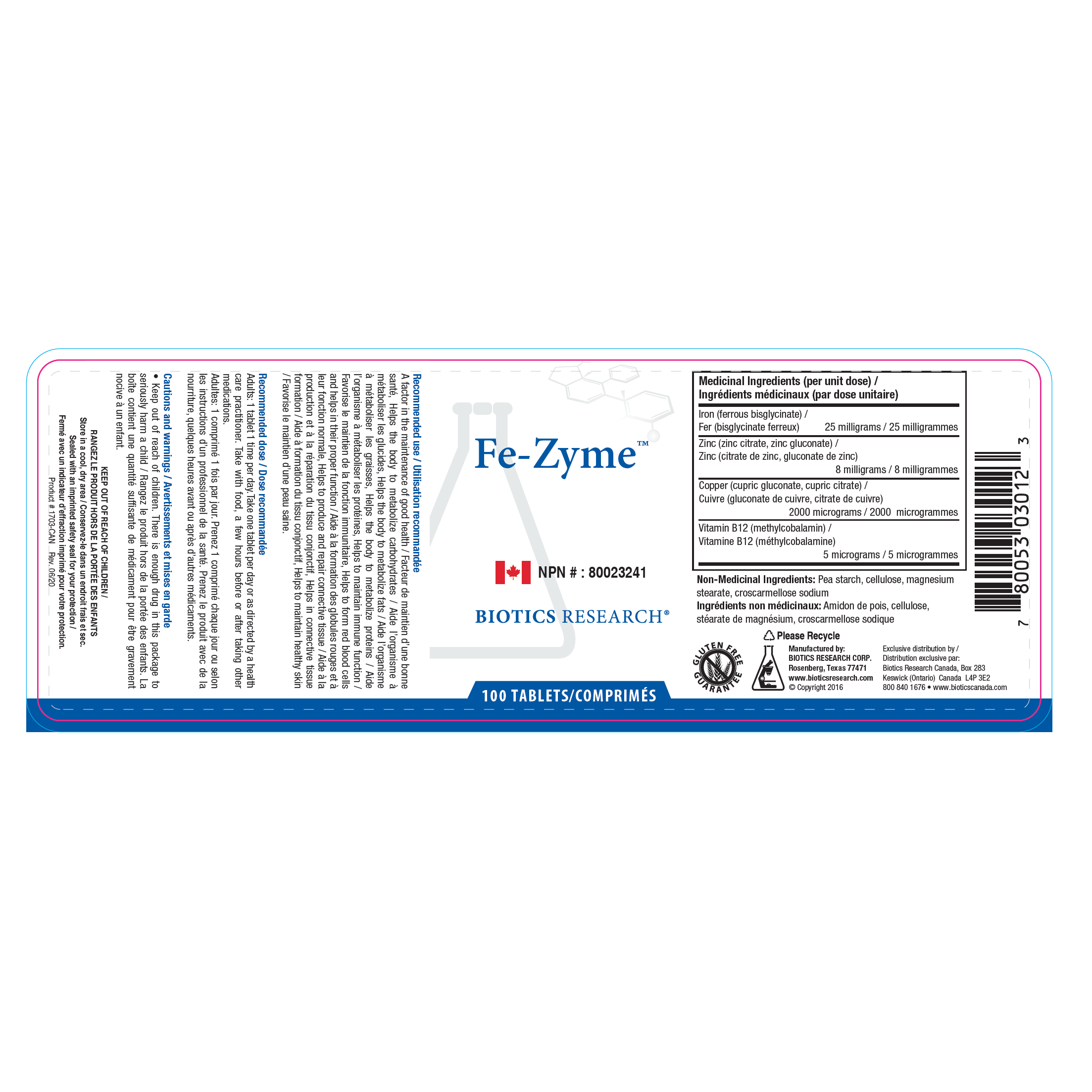 Fe-Zyme™ | Biotics Research® | 100 Tablets