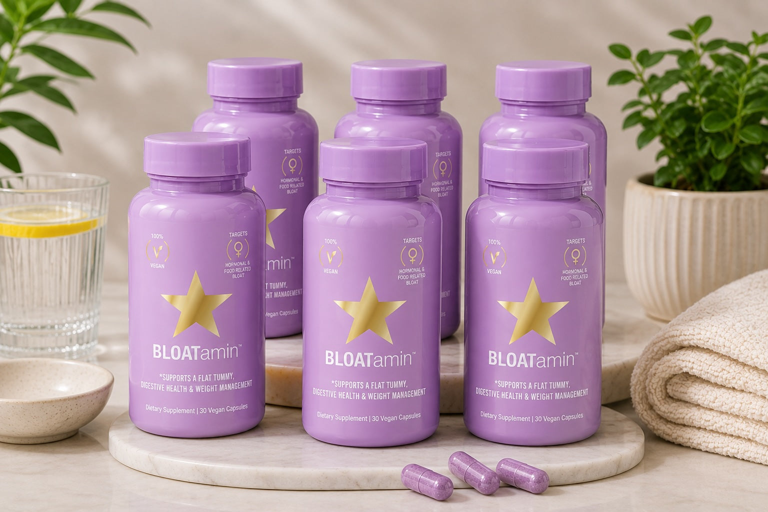 Bloatamin™ by HAIRtamin® – Digestive Enzyme & Bloating Relief | 30 Vegan Capsules