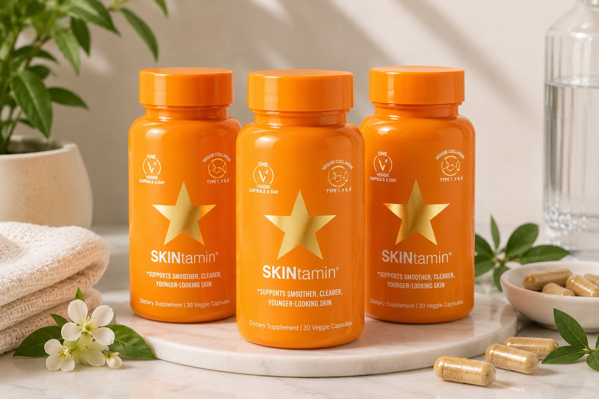 Skintamin by HAIRtamin® – Collagen, Hyaluronic Acid & Skin Firmness Support | 30 Vegan Capsules