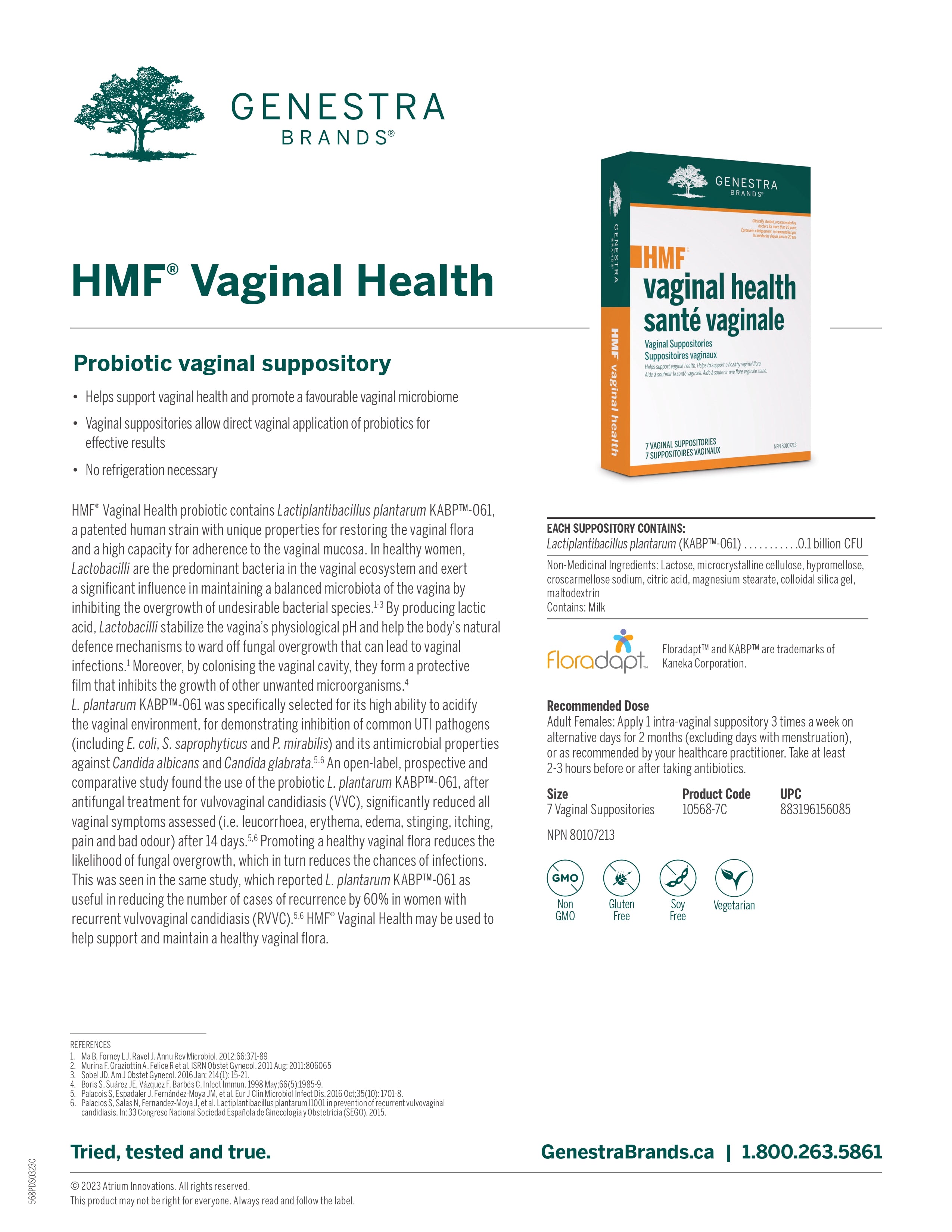 HMF Vaginal Health | Genestra Brands® | 7 Vaginal Suppositories