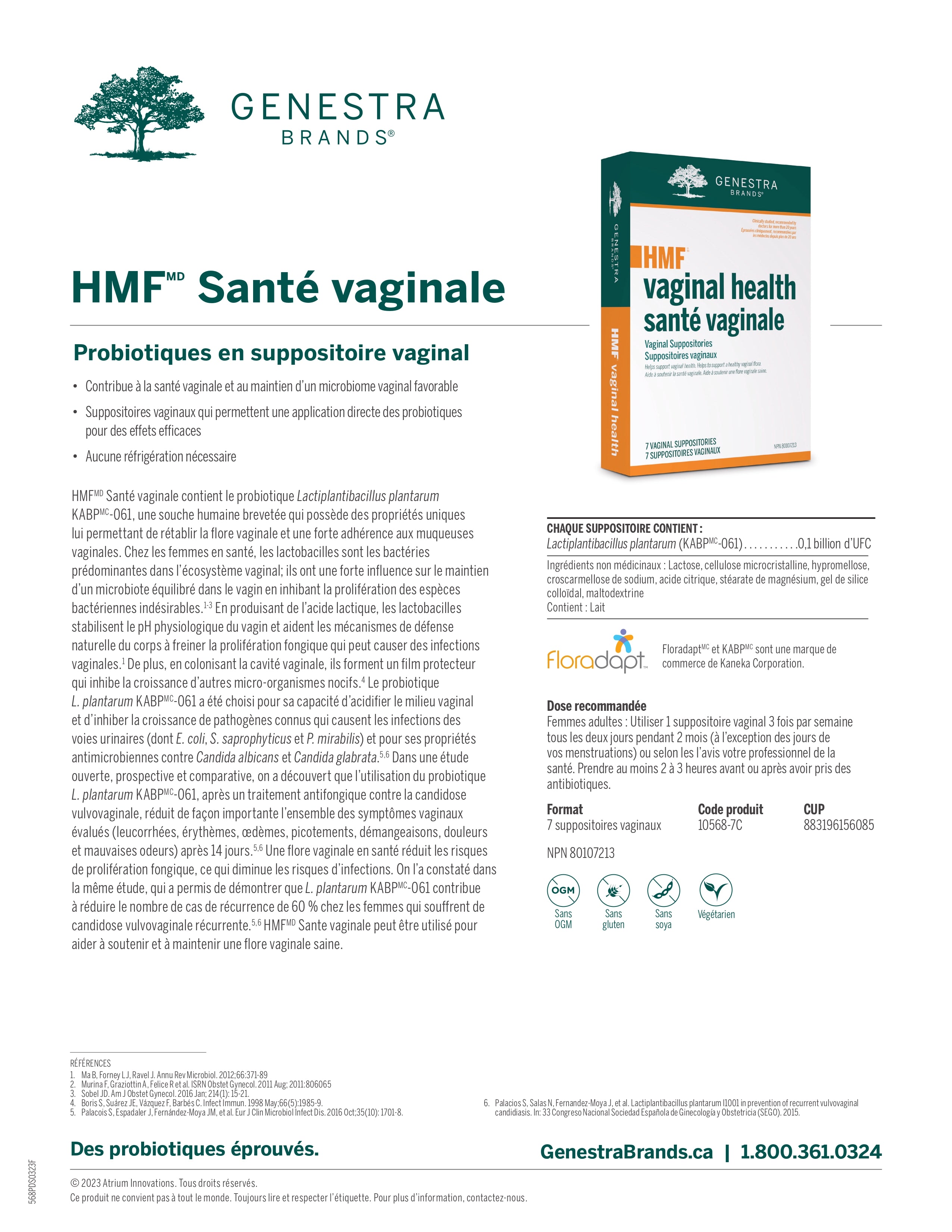 HMF Vaginal Health | Genestra Brands® | 7 Vaginal Suppositories