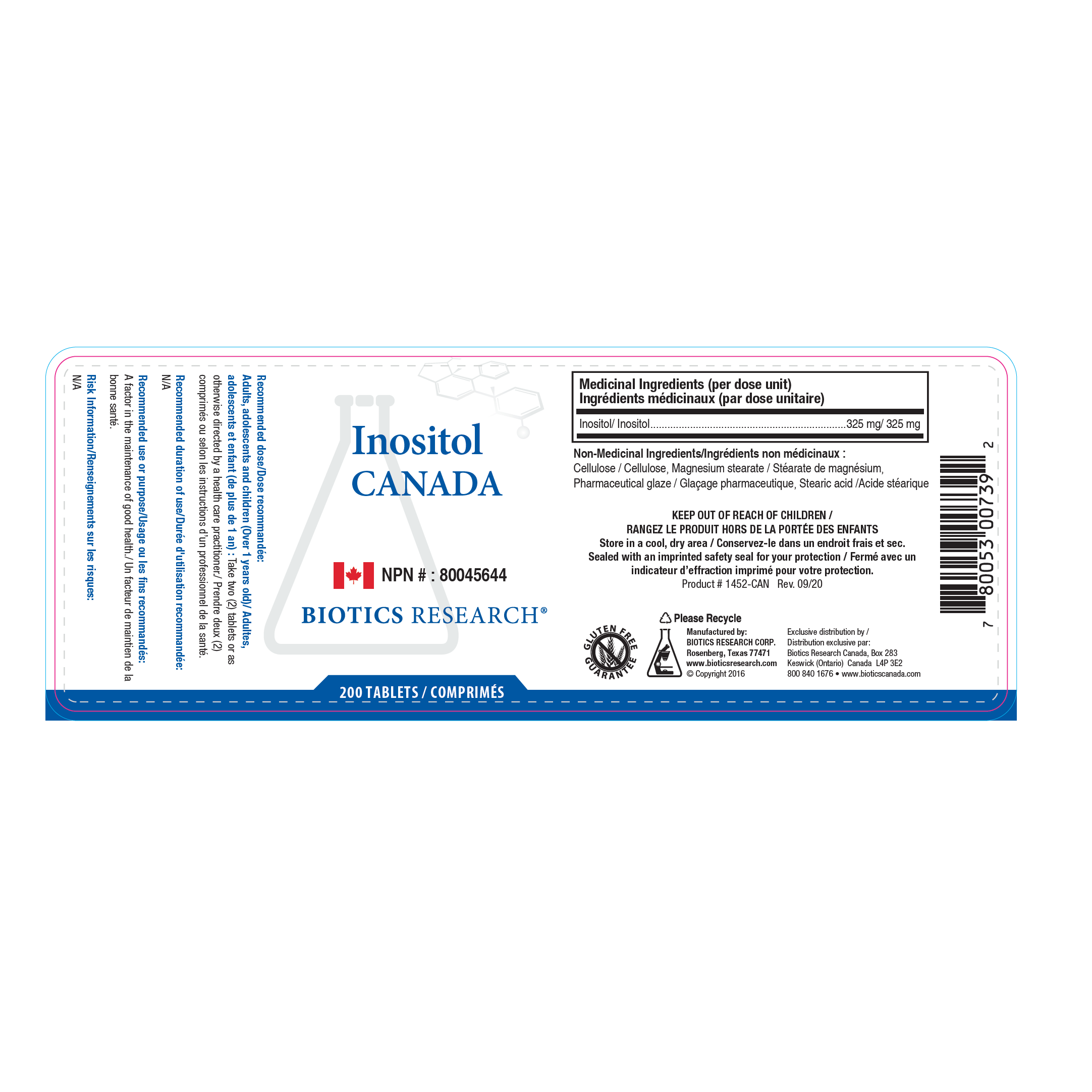 Inositol | Biotics Research® | 200 Tablets