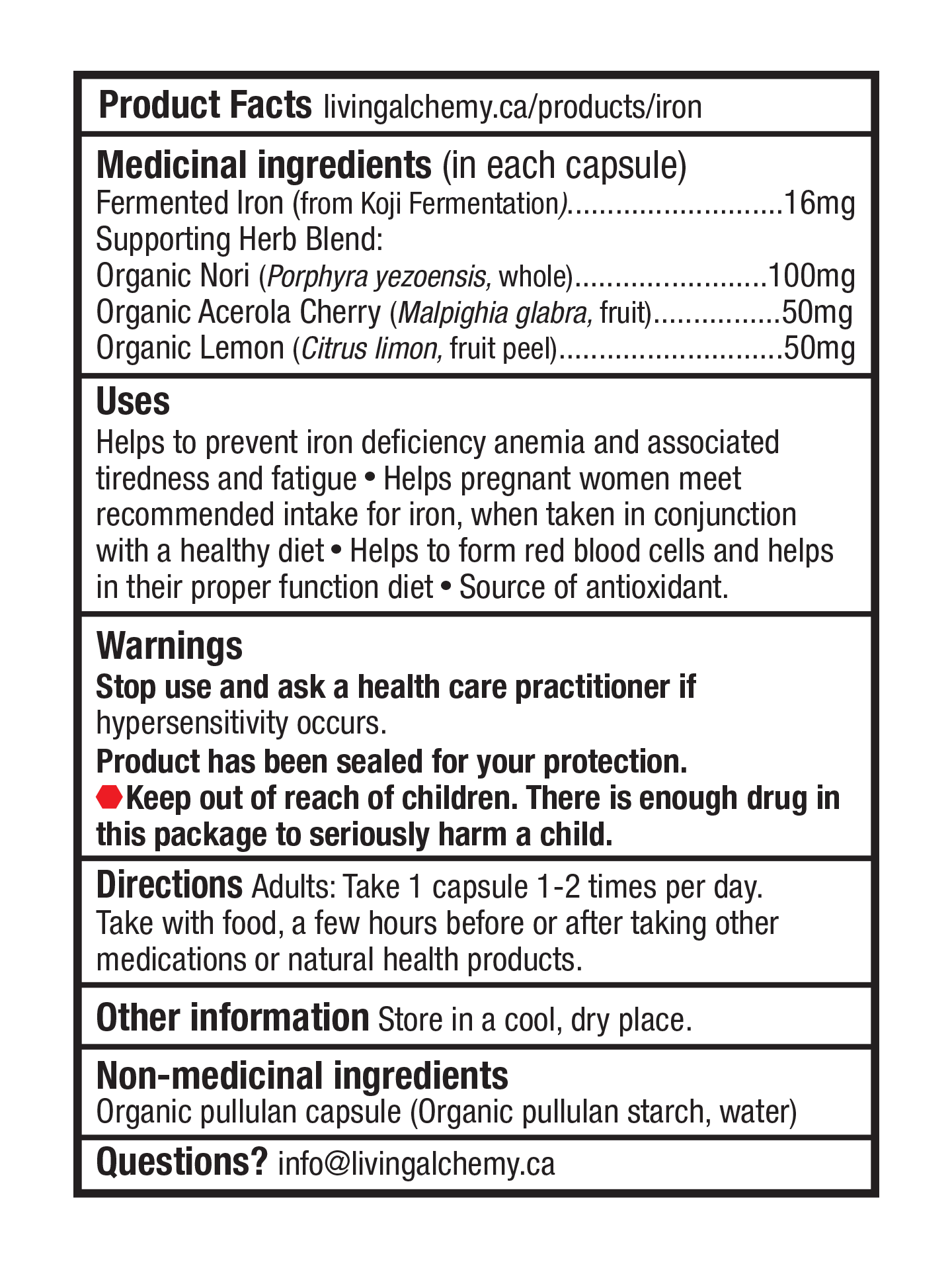 Women’s Iron Alive | Living Alchemy | 60 Vegan Capsules