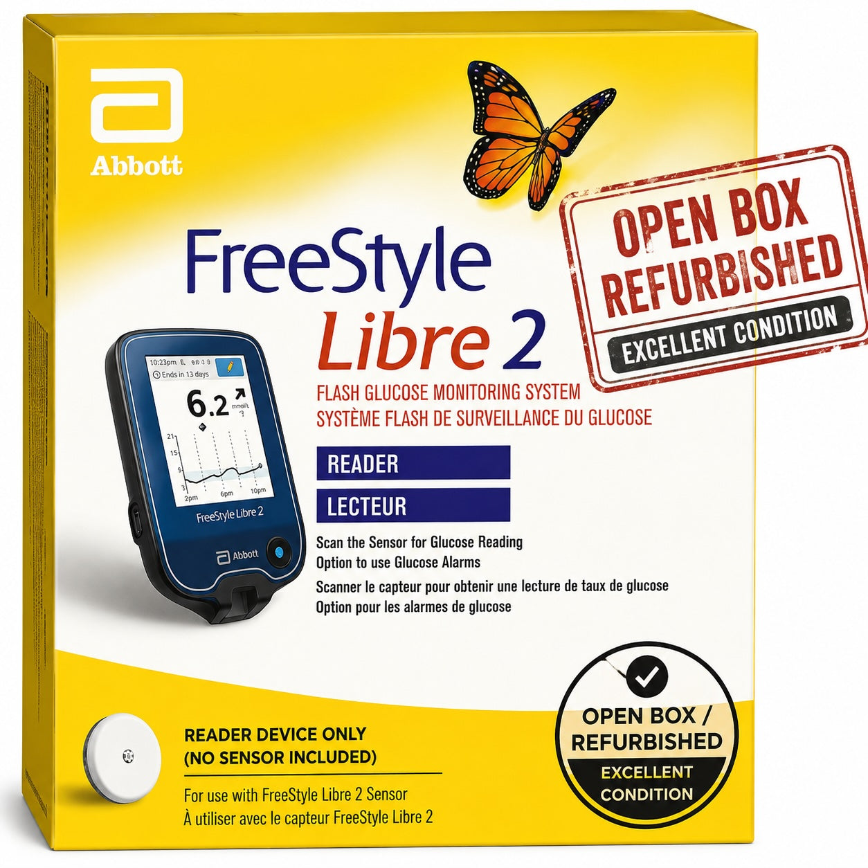 Libre 2 by FreeStyle – Continuous Glucose Monitoring System (Sensor, Reader & Bundle Options)