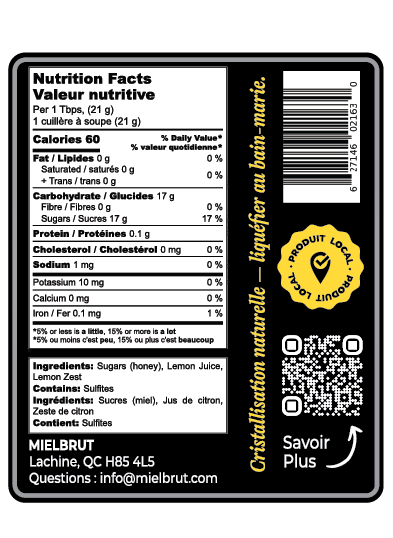 Mielbrut Whipped Lemon Honey — Creamy Raw Honey with Natural Lemon | Quebec