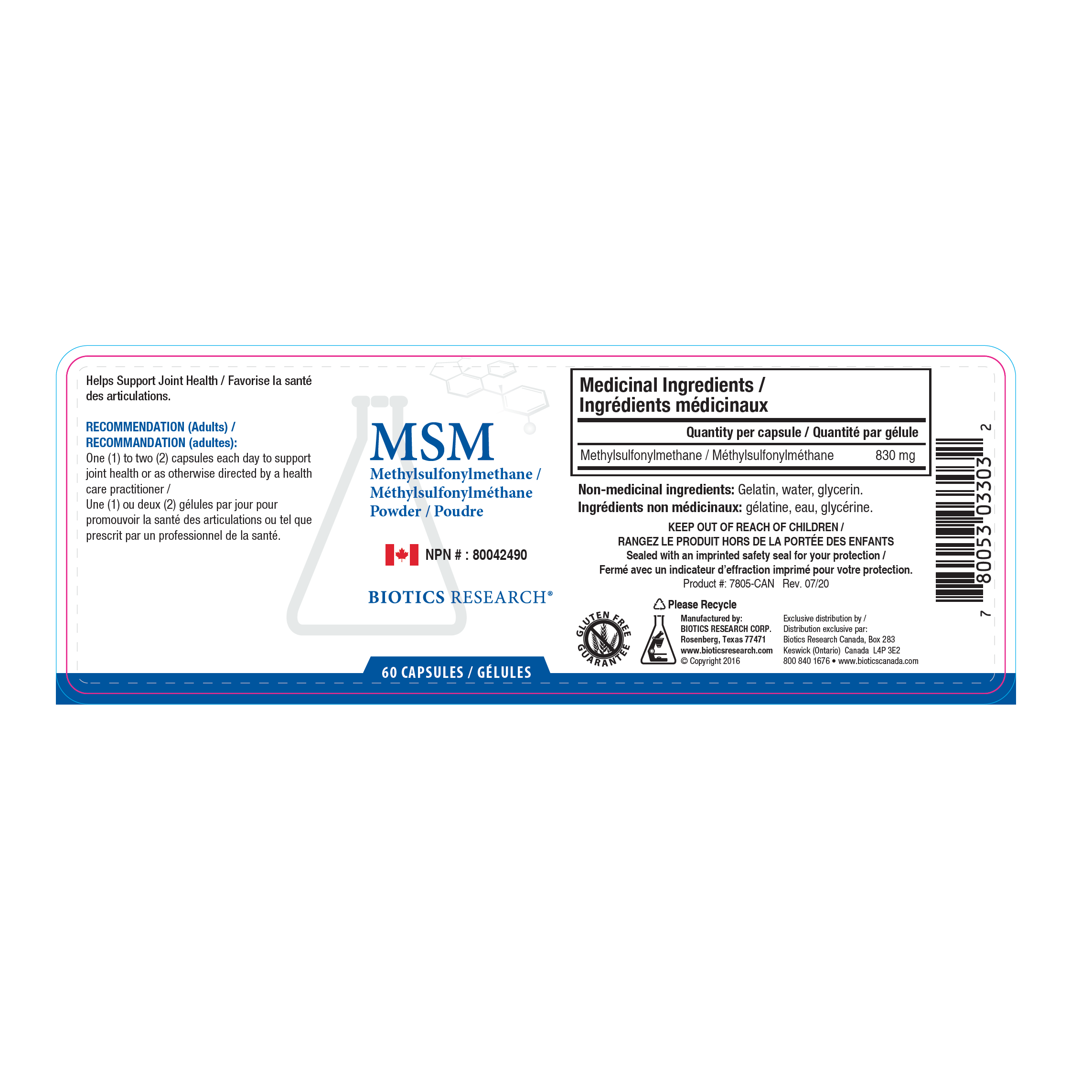 MSM | Biotics Research® | 60 Capsules