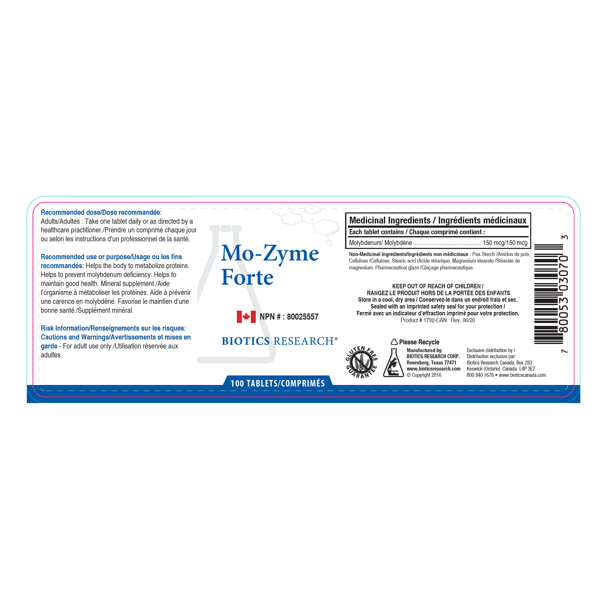 Mo-Zyme Forte™ | Biotics Research® | 100 Tablets