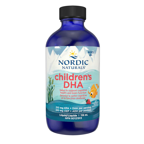 Children’s DHA Liquid Strawberry by Nordic Naturals® – Omega-3 DHA for Brain & Development | 119 mL or 217 mL