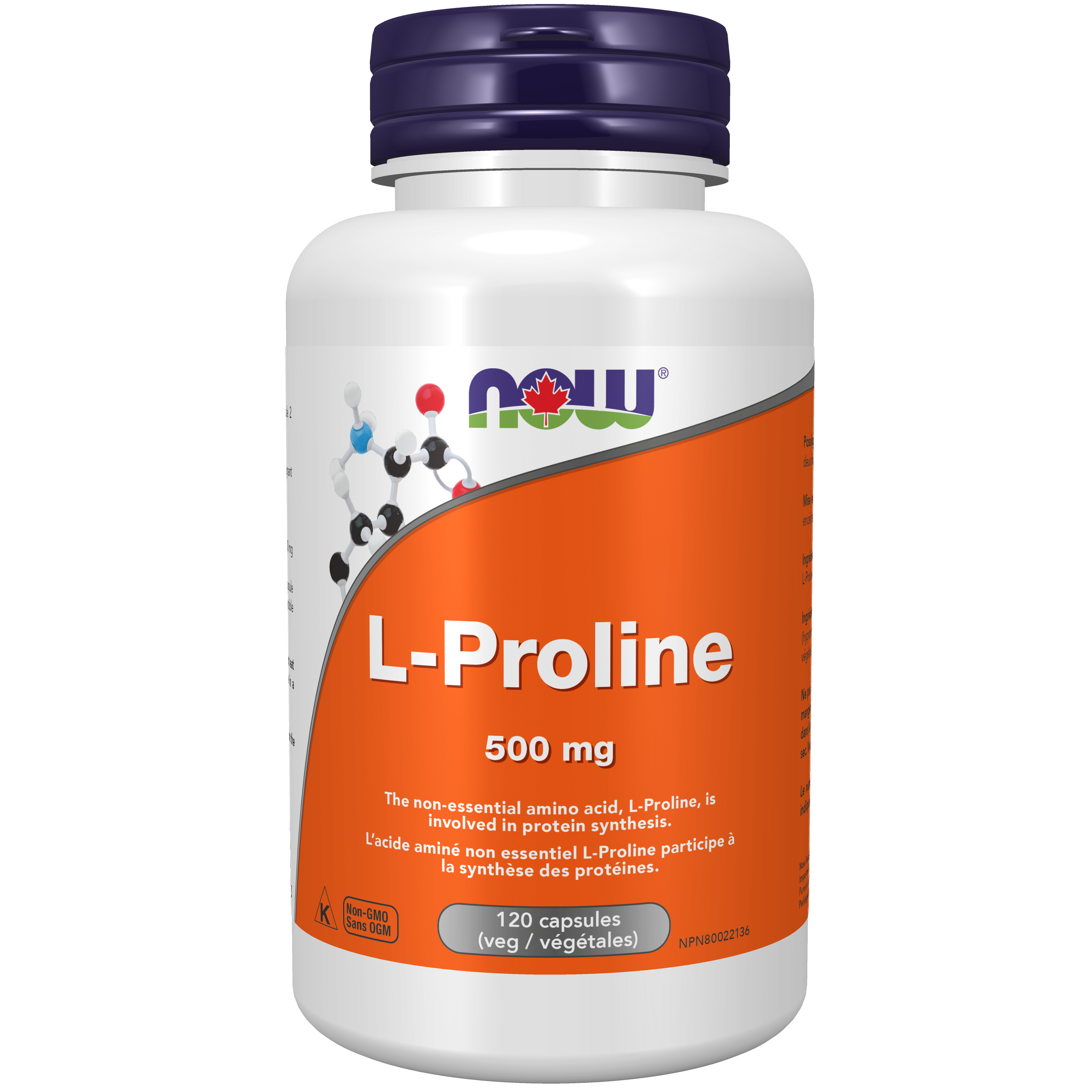 L-Proline 500 mg | NOW® | 120 Veg Capsules