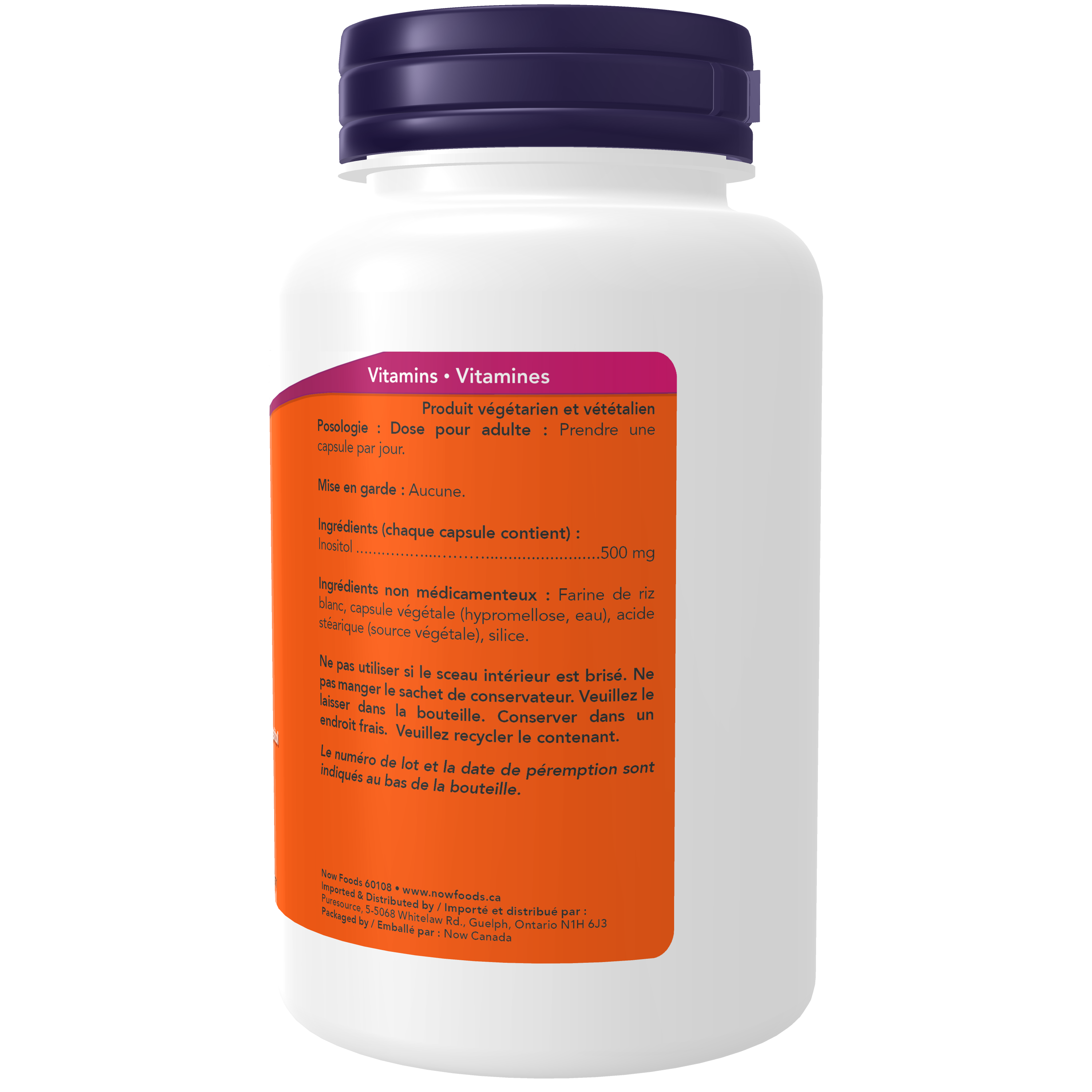 Inositol 500 mg | NOW® | 100 Veg Capsules