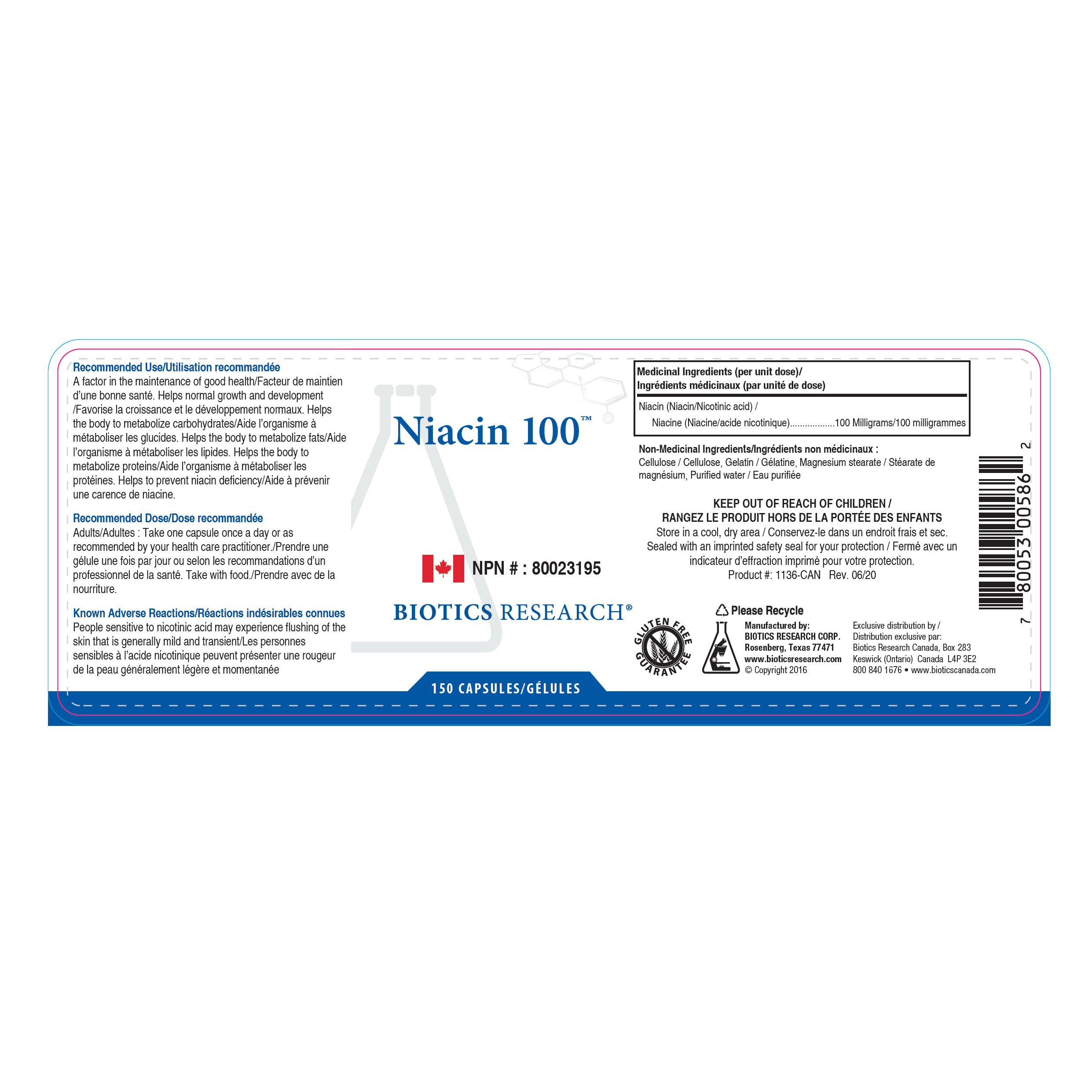 Niacin 100™ | Biotics Research® | 150 Capsules