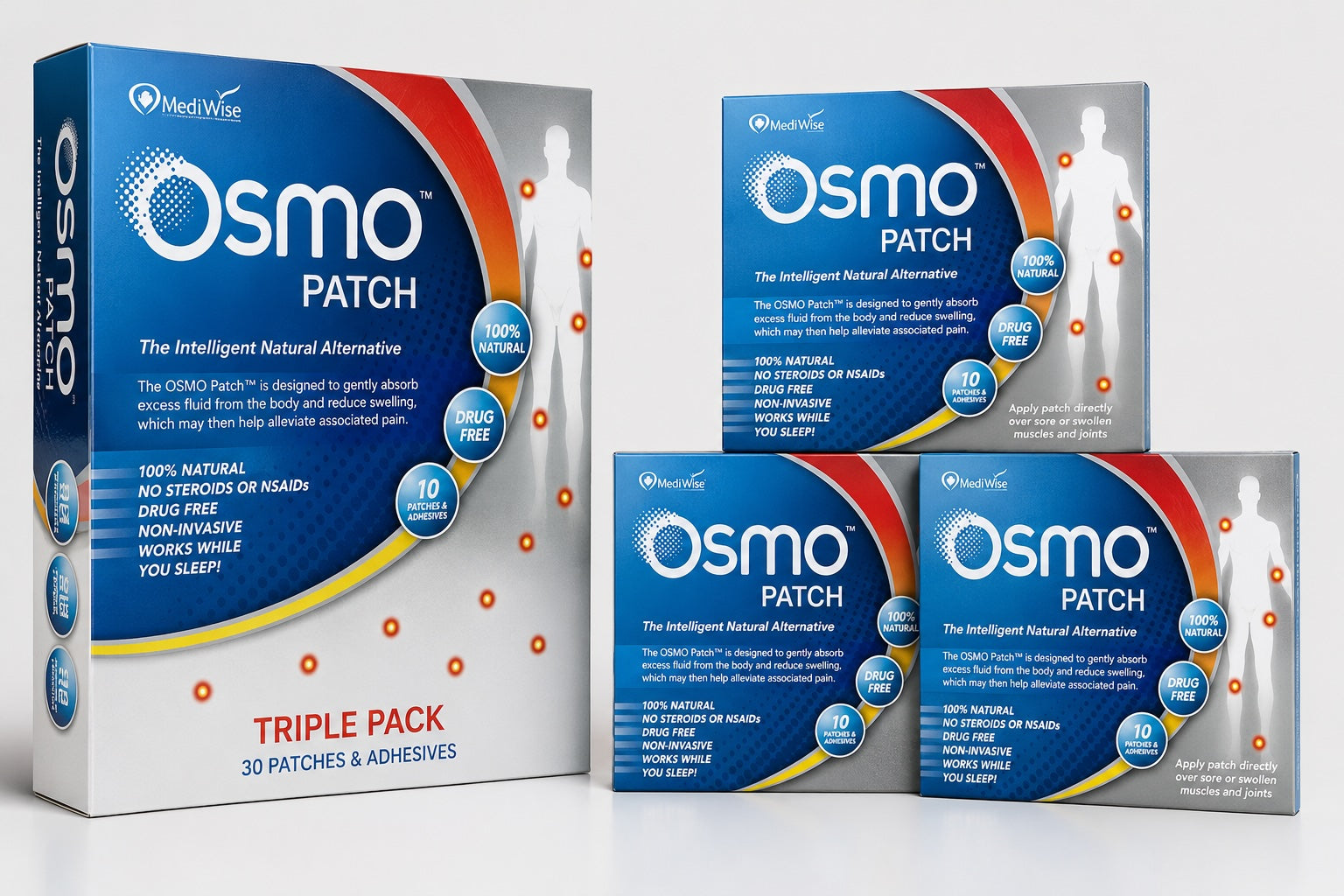 Osmo™ Patch by MediWise™ – Natural Pain & Inflammation Relief Pads | 10 Patches