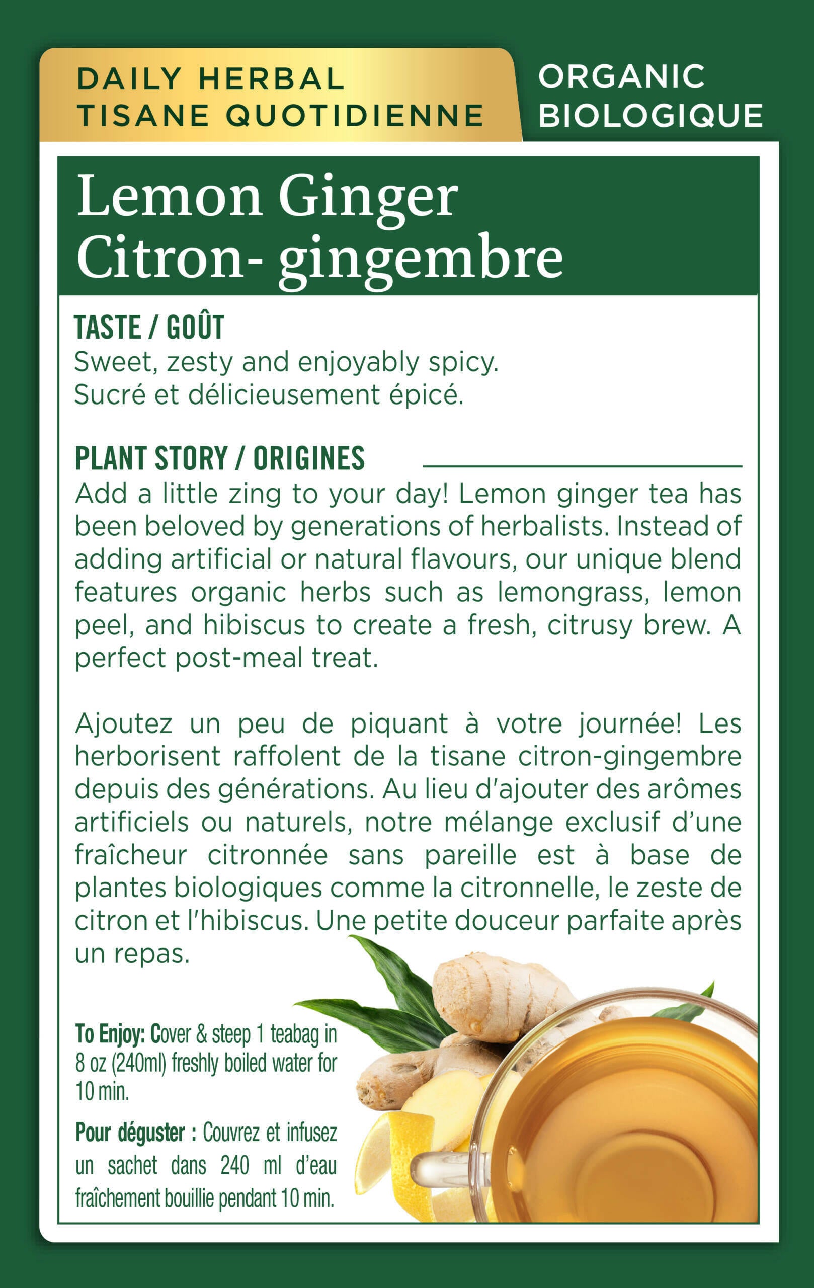 Organic Lemon Ginger Tea | Traditional Medicinals® | 16 Tea Bags