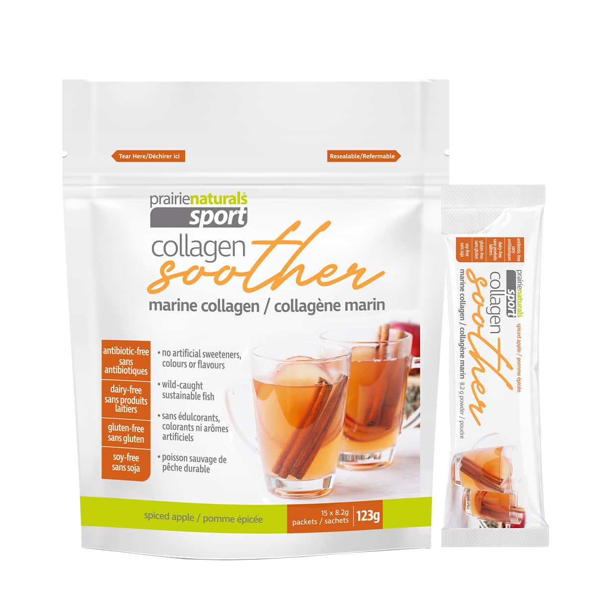 Marine Collagen Soother | Prairie Naturals® | 123 g (8.2g x 15 packs)