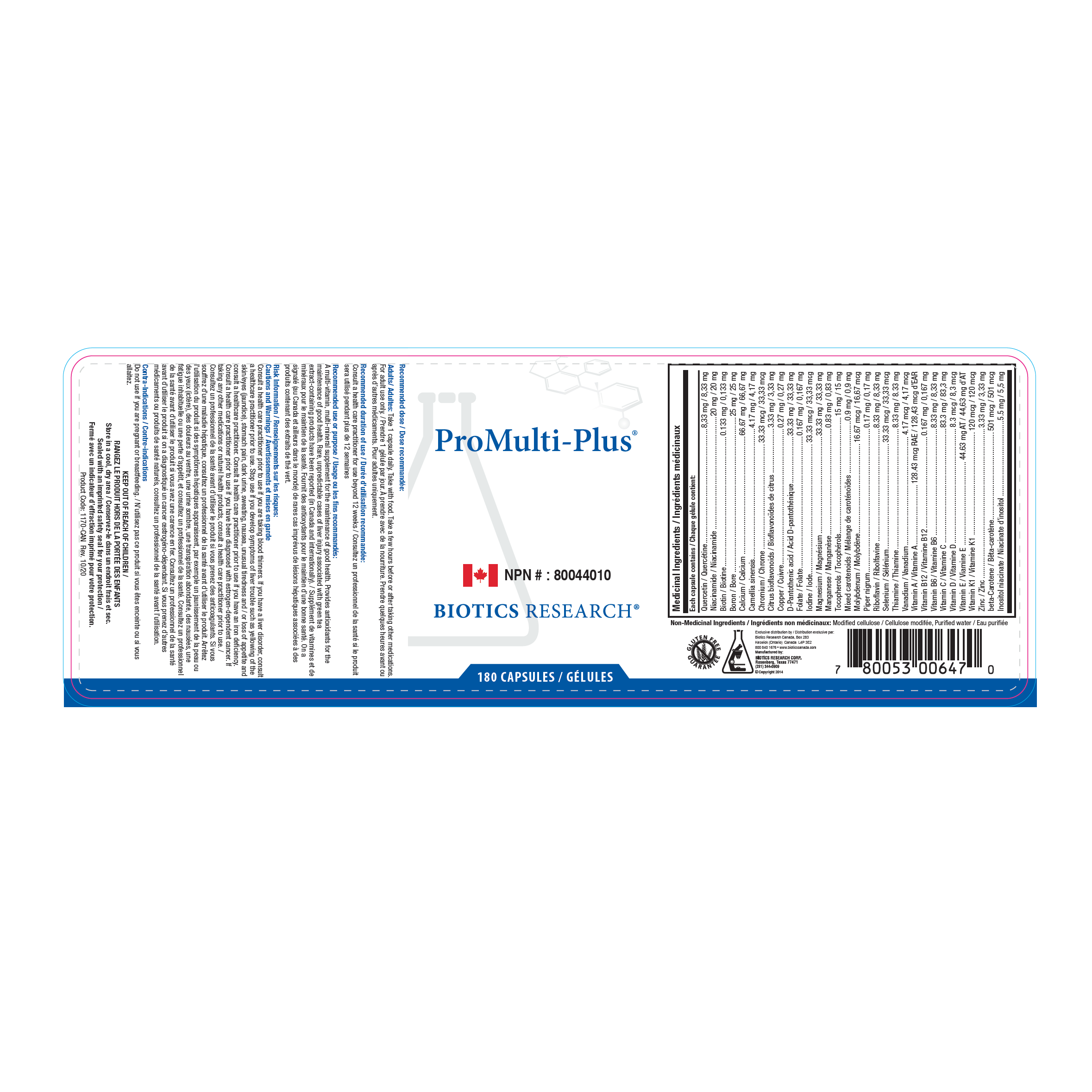 ProMulti-Plus® | Biotics Research® | 180 Capsules
