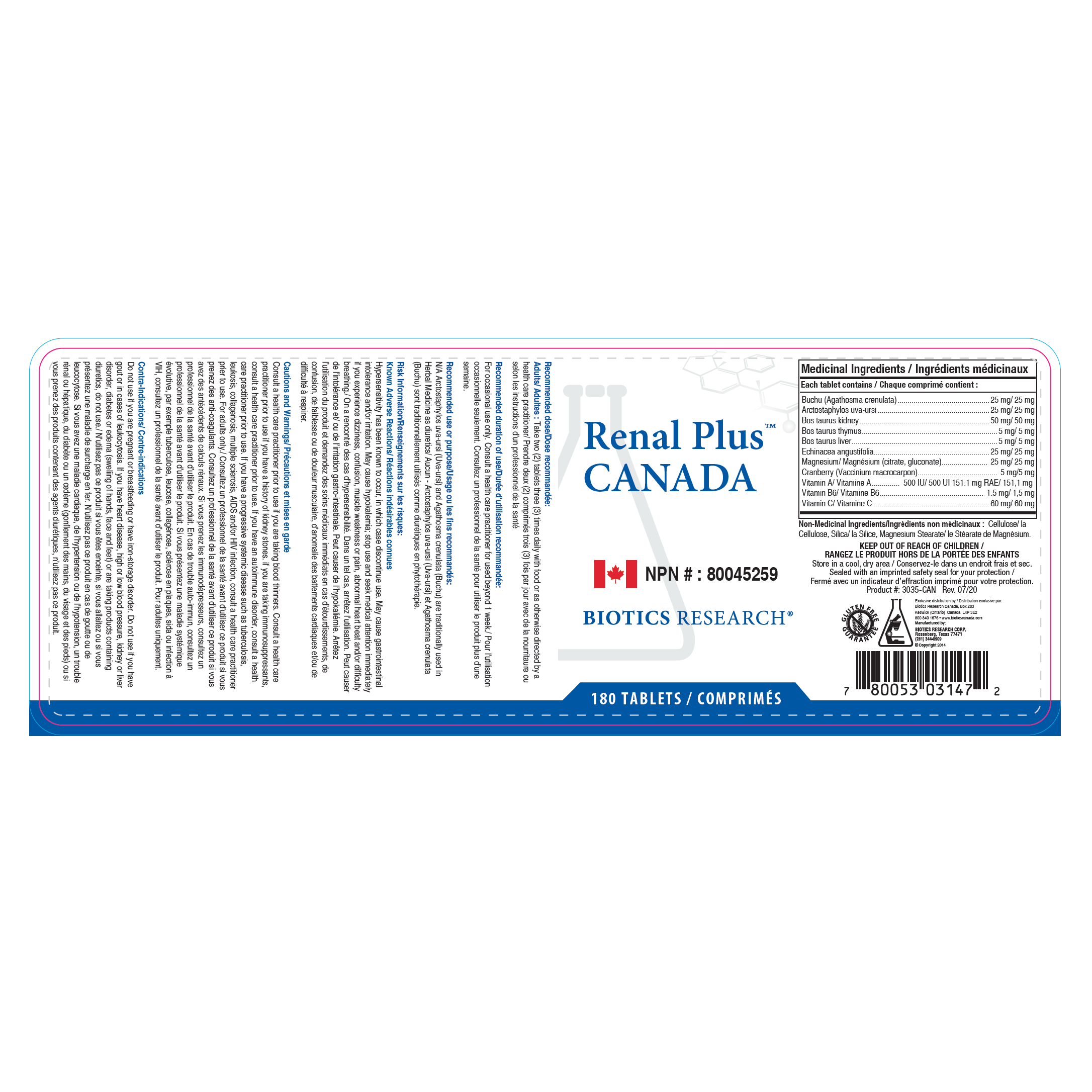 Renal Plus™ | Biotics Research® | 180 Tablets
