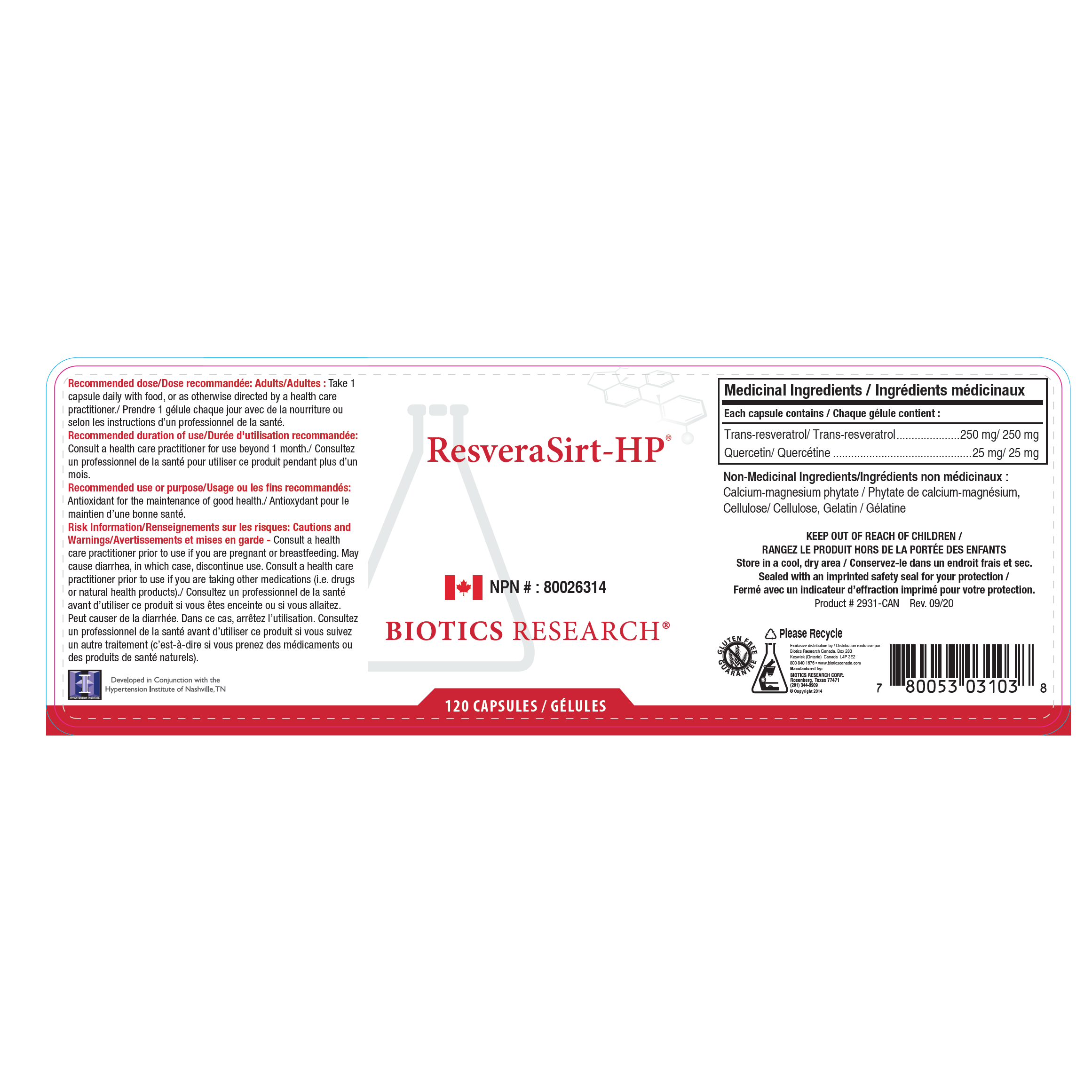 ResveraSirt-HP | Biotics Research® | 30 or 120 Capsules