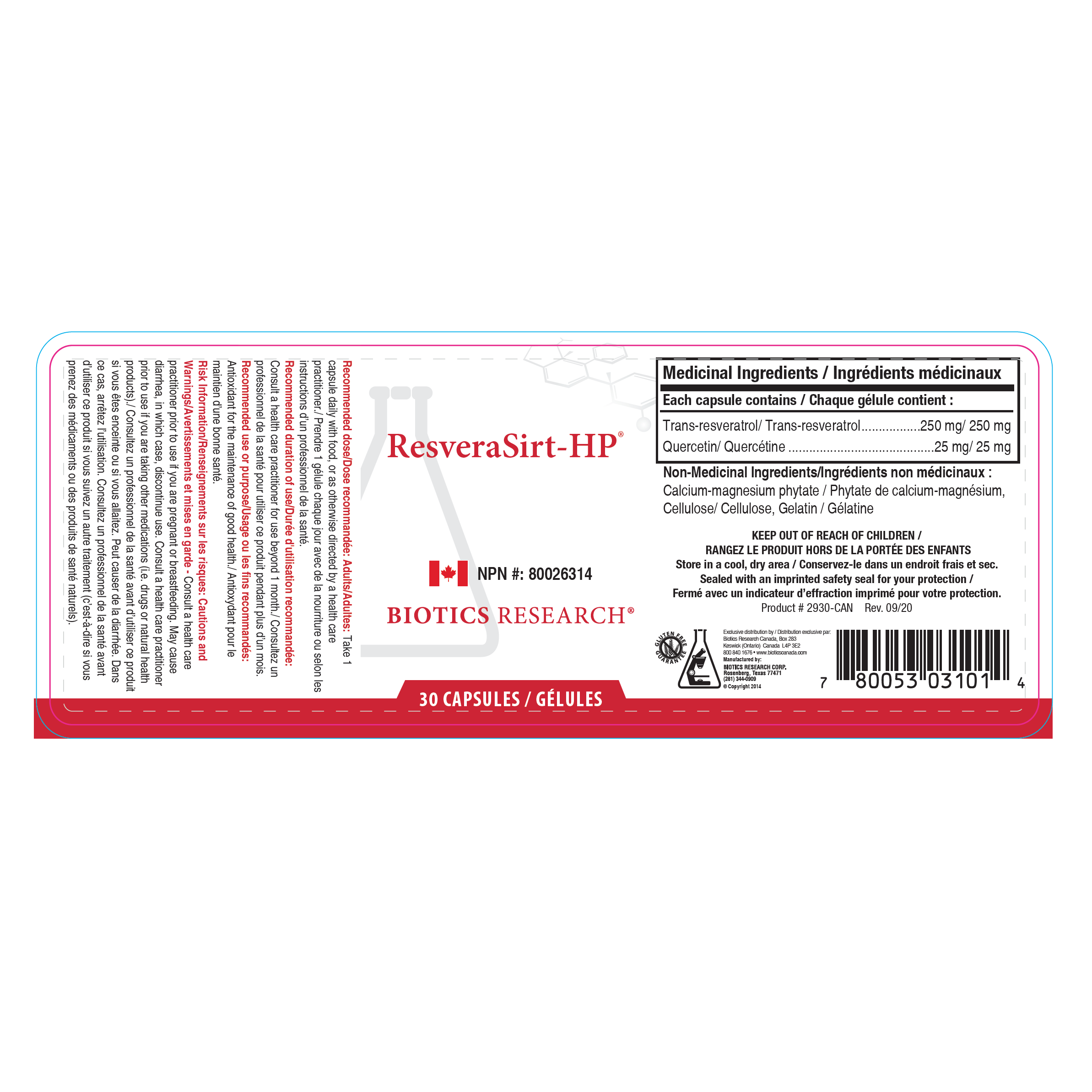 ResveraSirt-HP | Biotics Research® | 30 or 120 Capsules