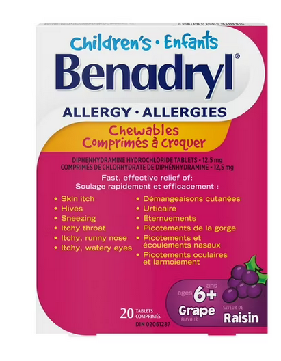 Allergy Chewables, Grape Flavour 12.5 mg | Children's Benadryl® | 20 Count