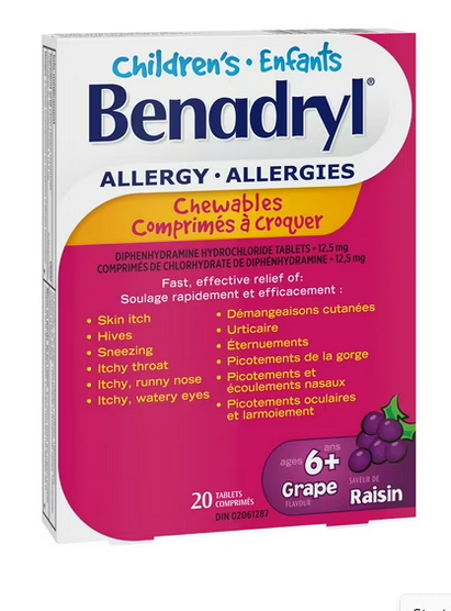 Allergy Chewables, Grape Flavour 12.5 mg | Children's Benadryl® | 20 Count