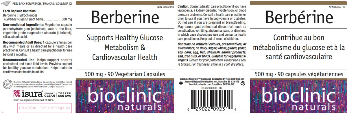 Berberine by Bioclinic® Naturals – Blood Sugar & Metabolic Support | 90 Capsules