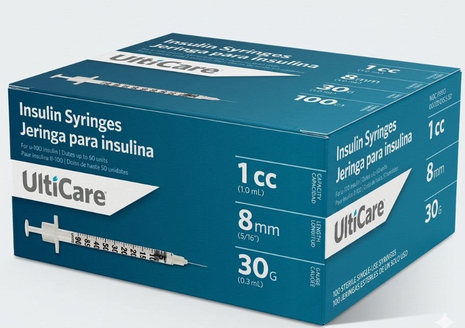 Insulin Syringes 30G 8MM | ULTICARE | Full Box