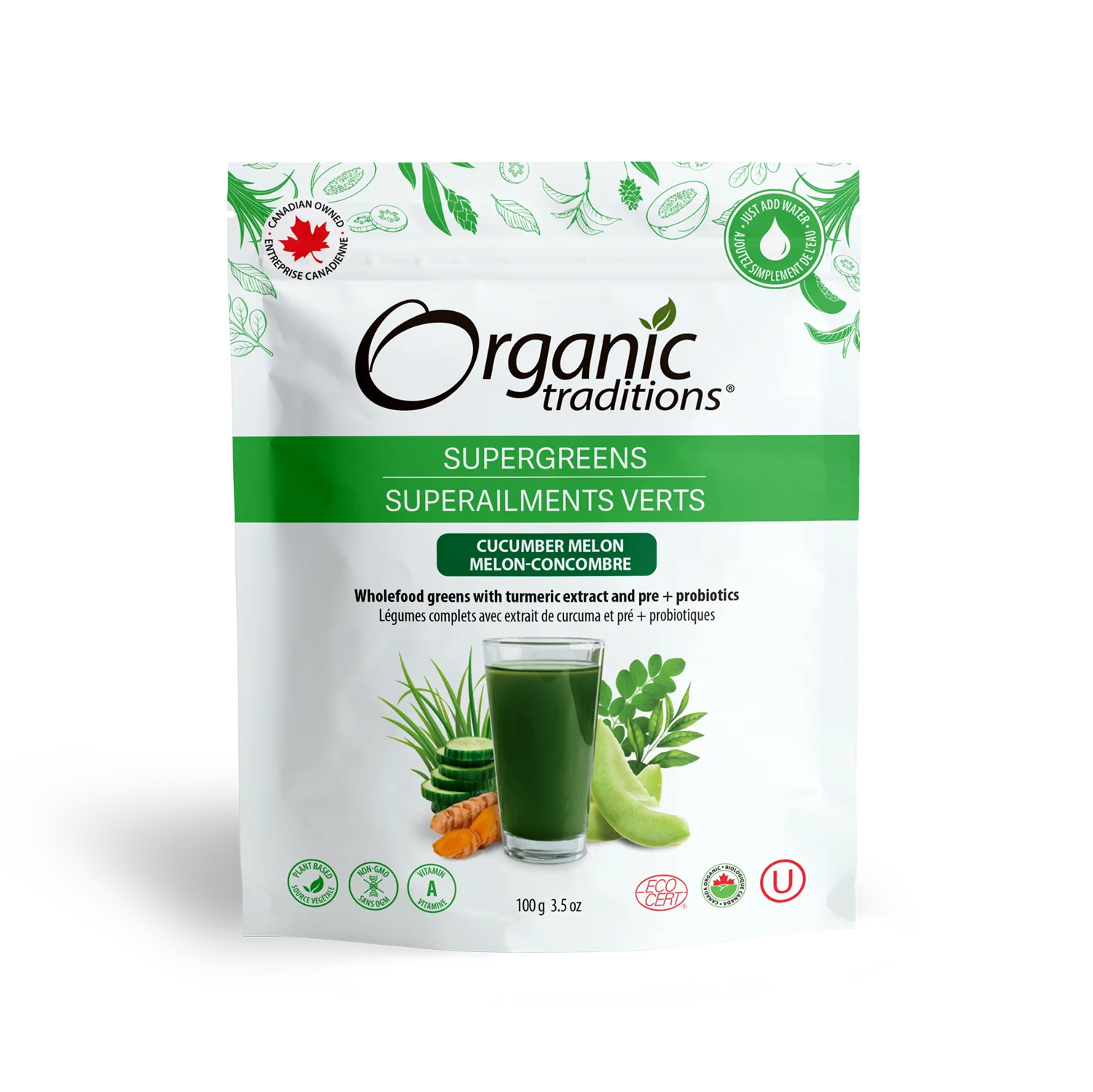 Supergreens with Turmeric and Probiotics | Organic Traditions® | 100g