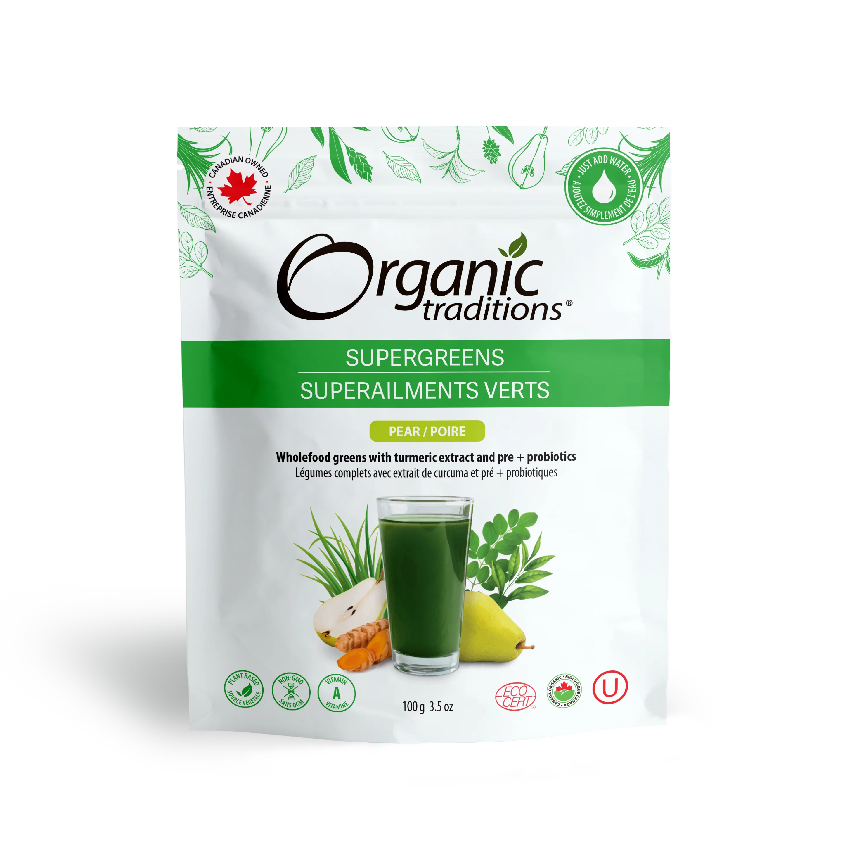 Supergreens with Turmeric and Probiotics | Organic Traditions® | 100g