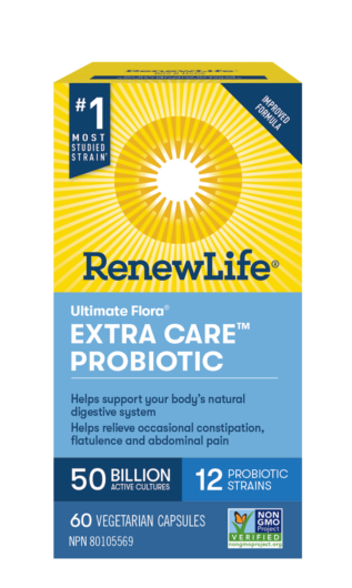 Ultimate Flora® Extra Care™ Probiotic 50B by Renew Life® – Digestive & Immune Support | 30 or 60 Vegetarian Capsules