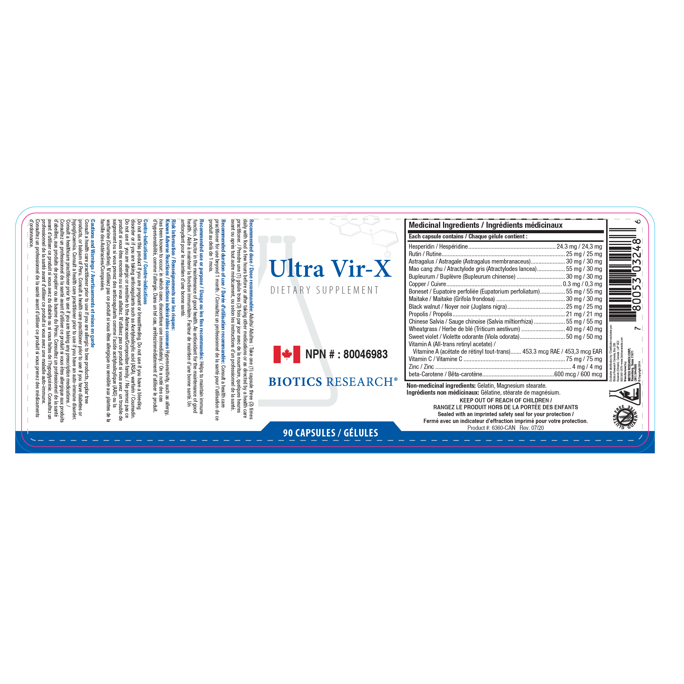 UltraVir-X® | Biotics Research® | 90 Capsules