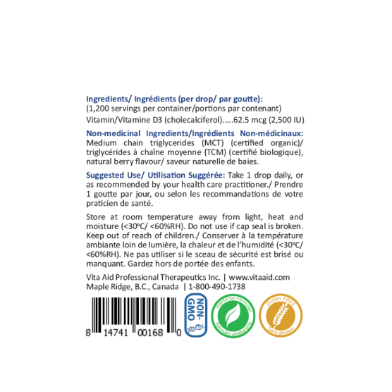 Liqui-D3 HP 2500 IU/Drop by Vita Aid® – High-Potency Vitamin D3 Support | 30 mL