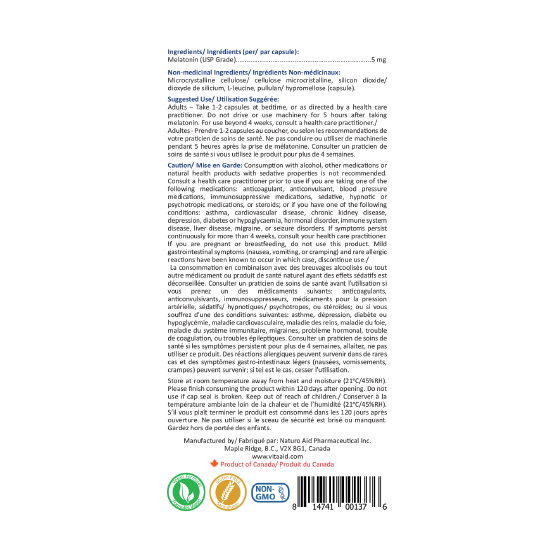 Melatonin-5 | Vita Aid® | 84 Capsules