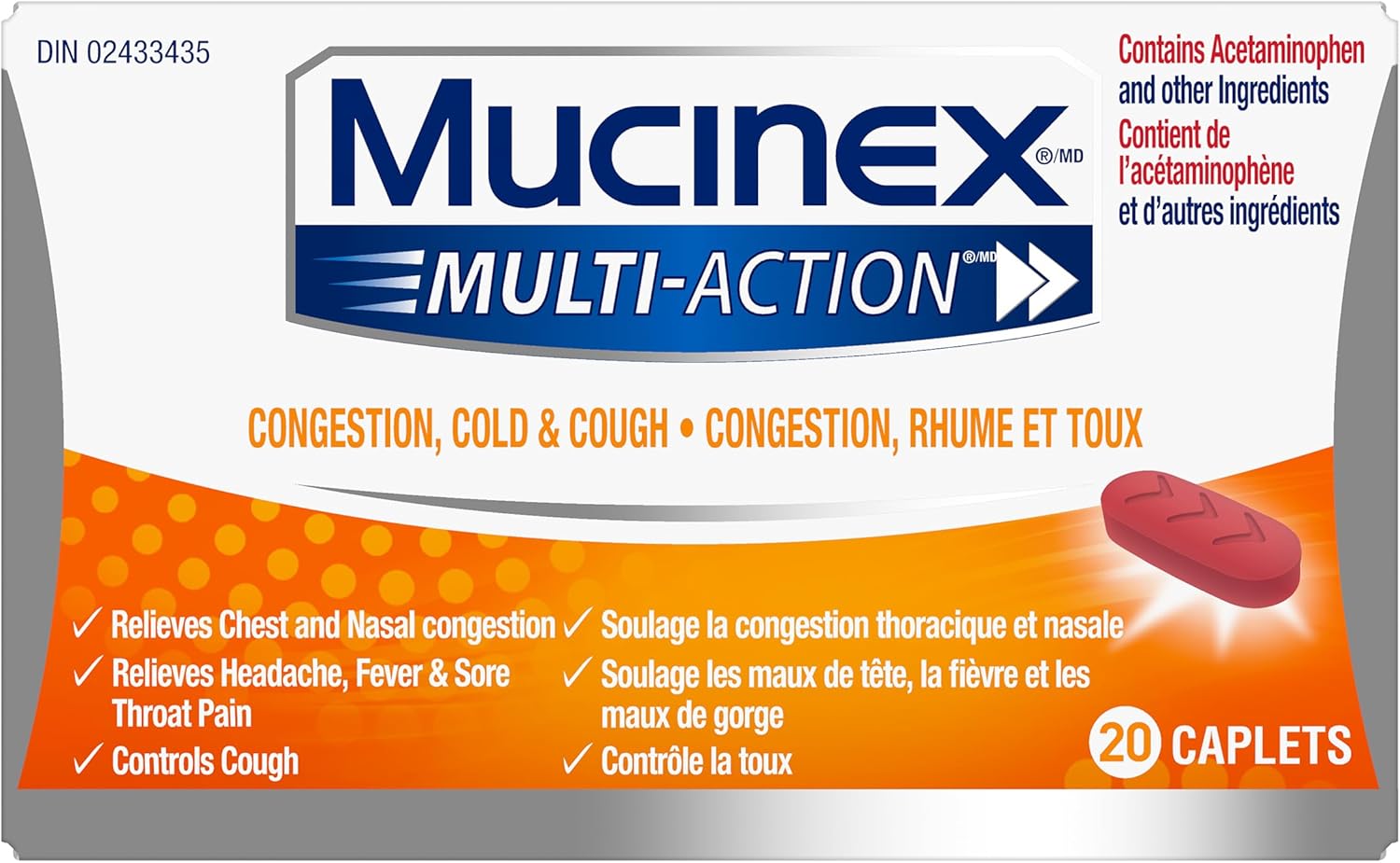 Multi-Action Congestion, Cold, & Cough Caplets | Mucinex | 20 count