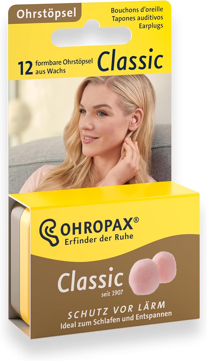 Reusable Wax/Cotton Ear Plugs | Ohropax | 12 Plugs Total