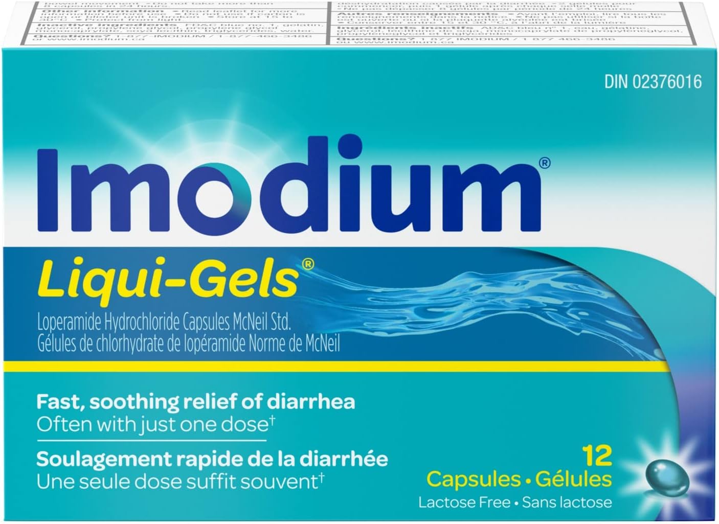 Fast Relief of Diarrhea - Loperamide Hydrochloride 2 mg - Antidiarrheal | Imodium | 12Liquid Capsules