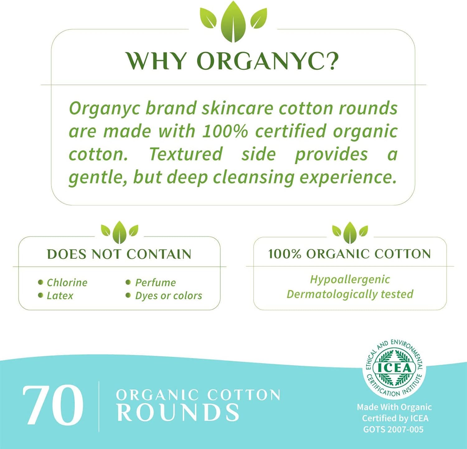 Organic Cotton Rounds|Organyc|70 Count