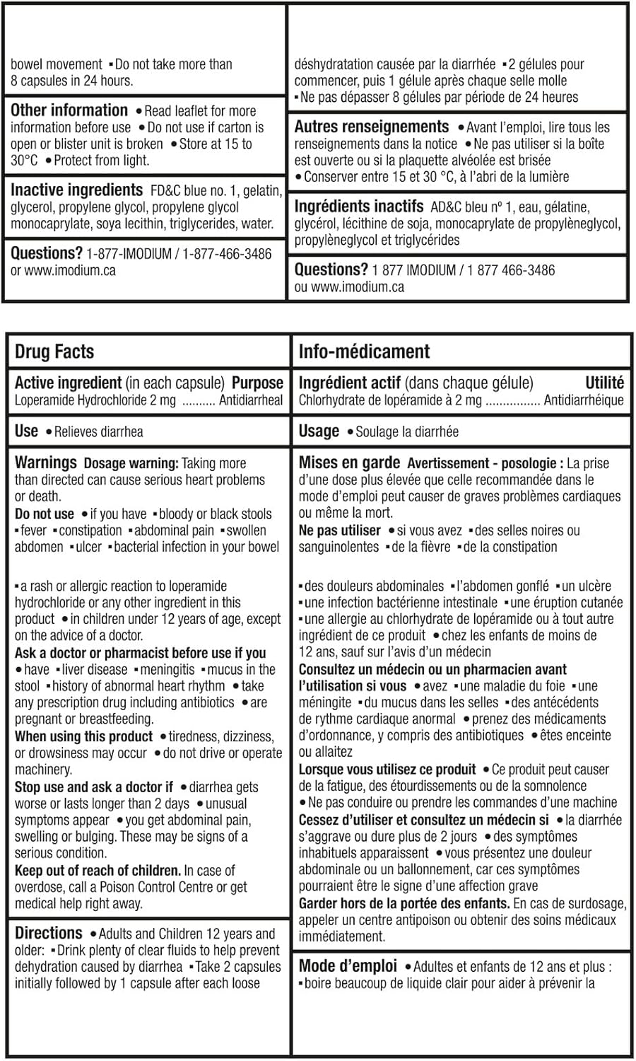 Fast Relief of Diarrhea - Loperamide Hydrochloride 2 mg - Antidiarrheal | Imodium | 12Liquid Capsules