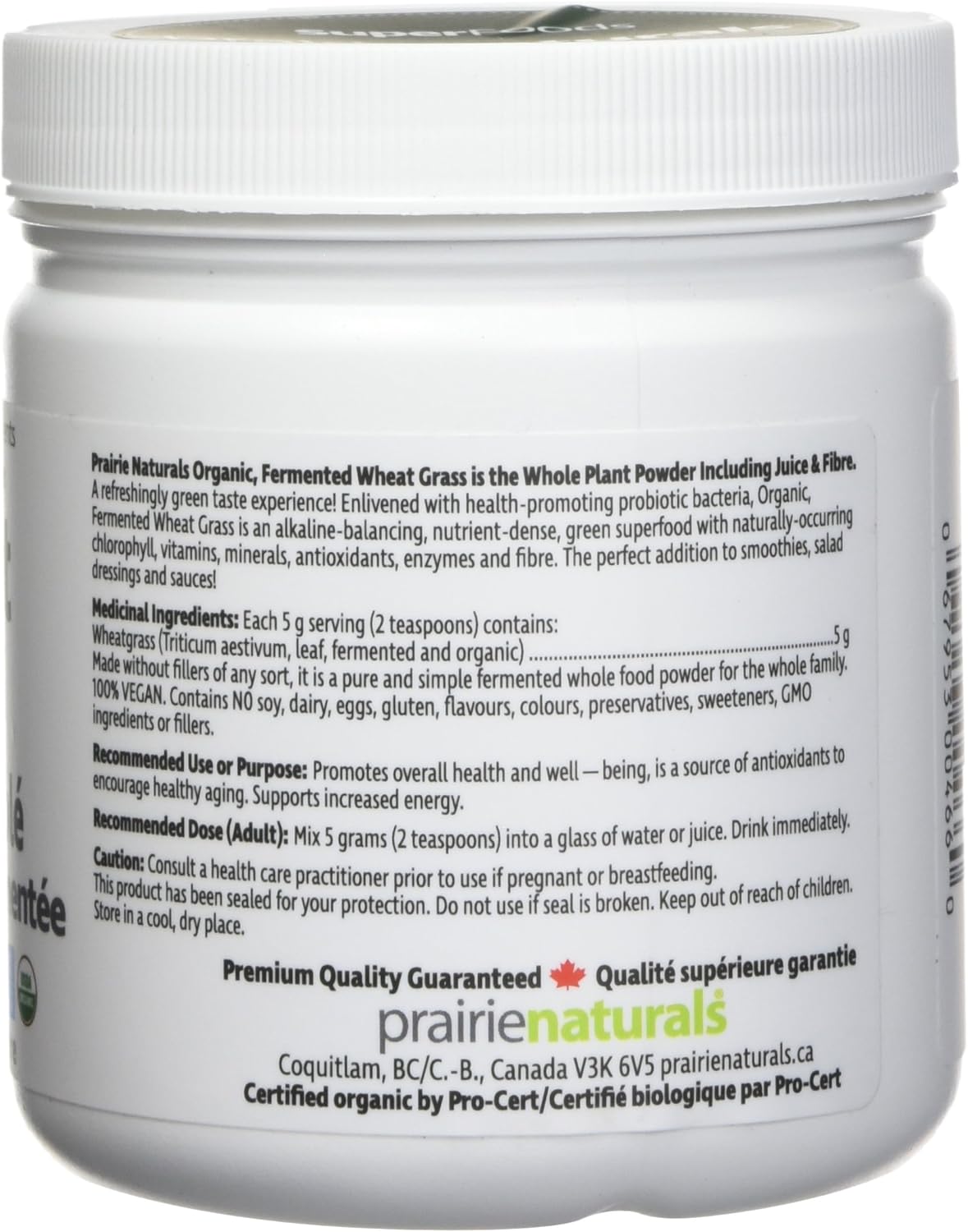 Organic Fermented Wheatgrass Juice Powder | Prairie Naturals® | 150 Gram