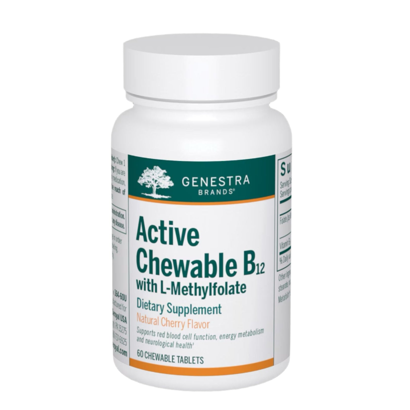 Active Chewable B12 with L-Methylfolate | Genestra Brands® | 60 Chewable Tablets