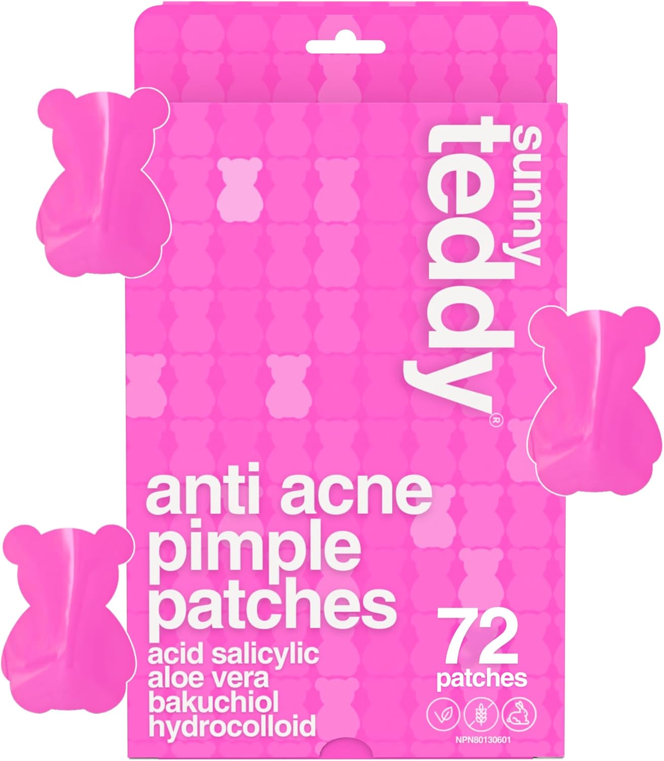 Acne Treatment Patches | Sunny Teddy | 72 Pink Teddy Patches