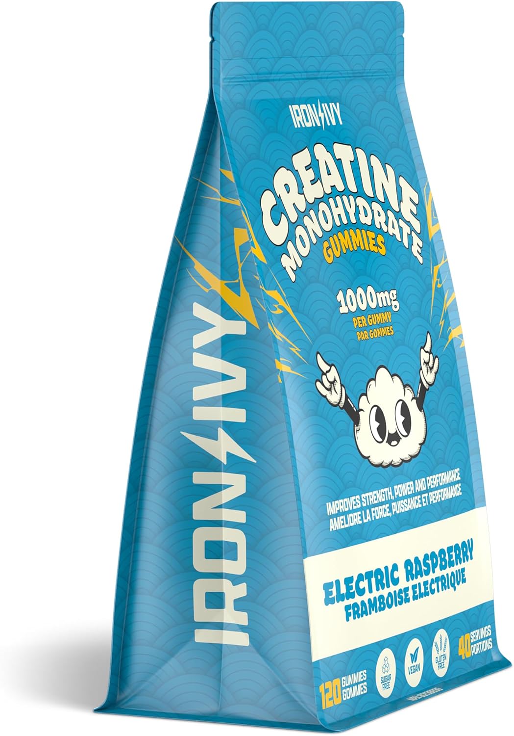Creatine Monohydrate Gummies 1000 mg Electric Raspberry by Iron Ivy® – Strength, Recovery & Performance Support | 30 OR 120 Gummies