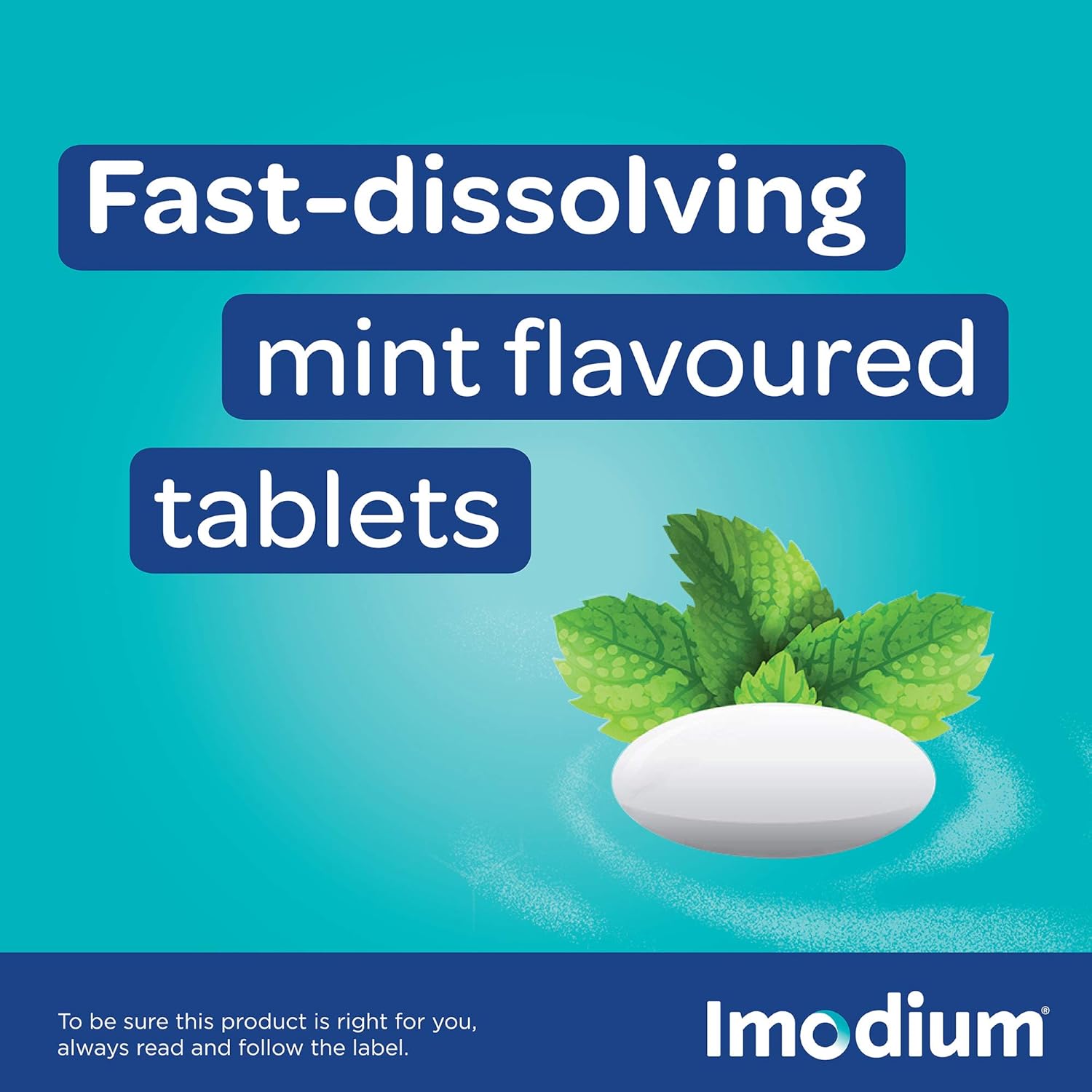 Diarrhea Relief, Quick-Dissolve Mint Flavour Tablets | Imodium | 10 Count