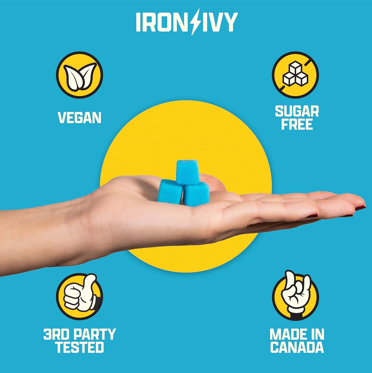 Creatine Monohydrate Gummies Electric Raspberry | Iron Ivy | 120 Count