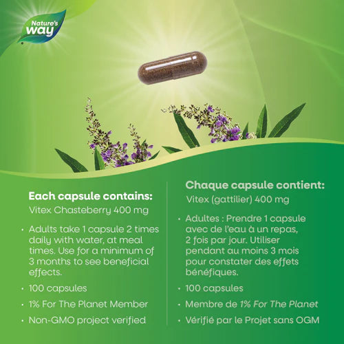 Vitex Chasteberry by Nature’s Way® – Hormone & PMS Support | 100 or 320 Capsules