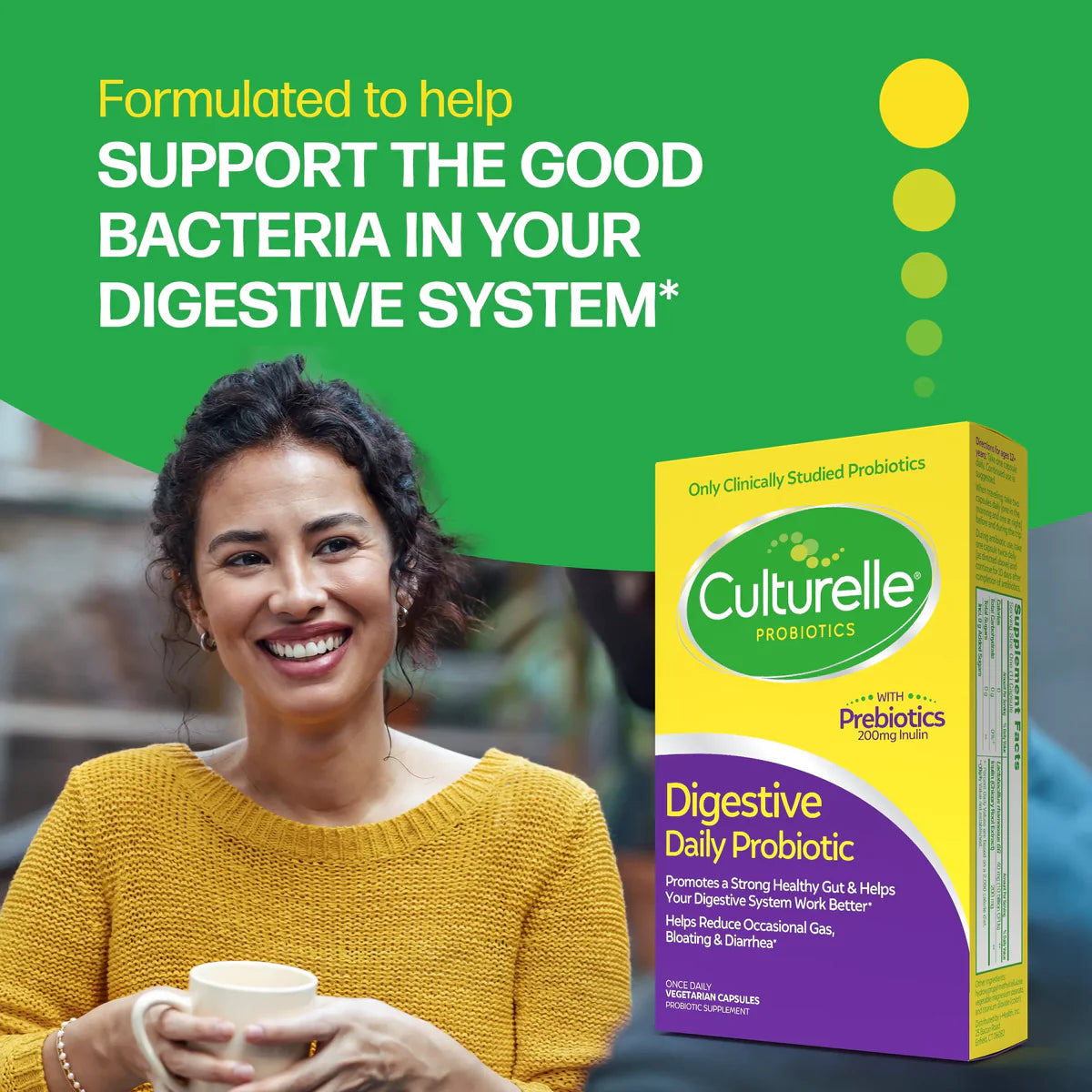 Digestive Daily Probiotic by Culturelle® – Gut Health, Bloating & Digestive Support | 30 Capsules