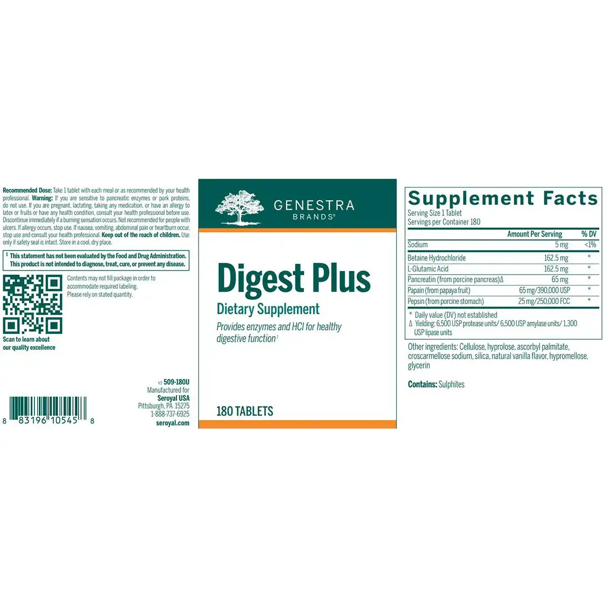 Digest Plus | Genestra Brands® | 90 or 180 Tablets