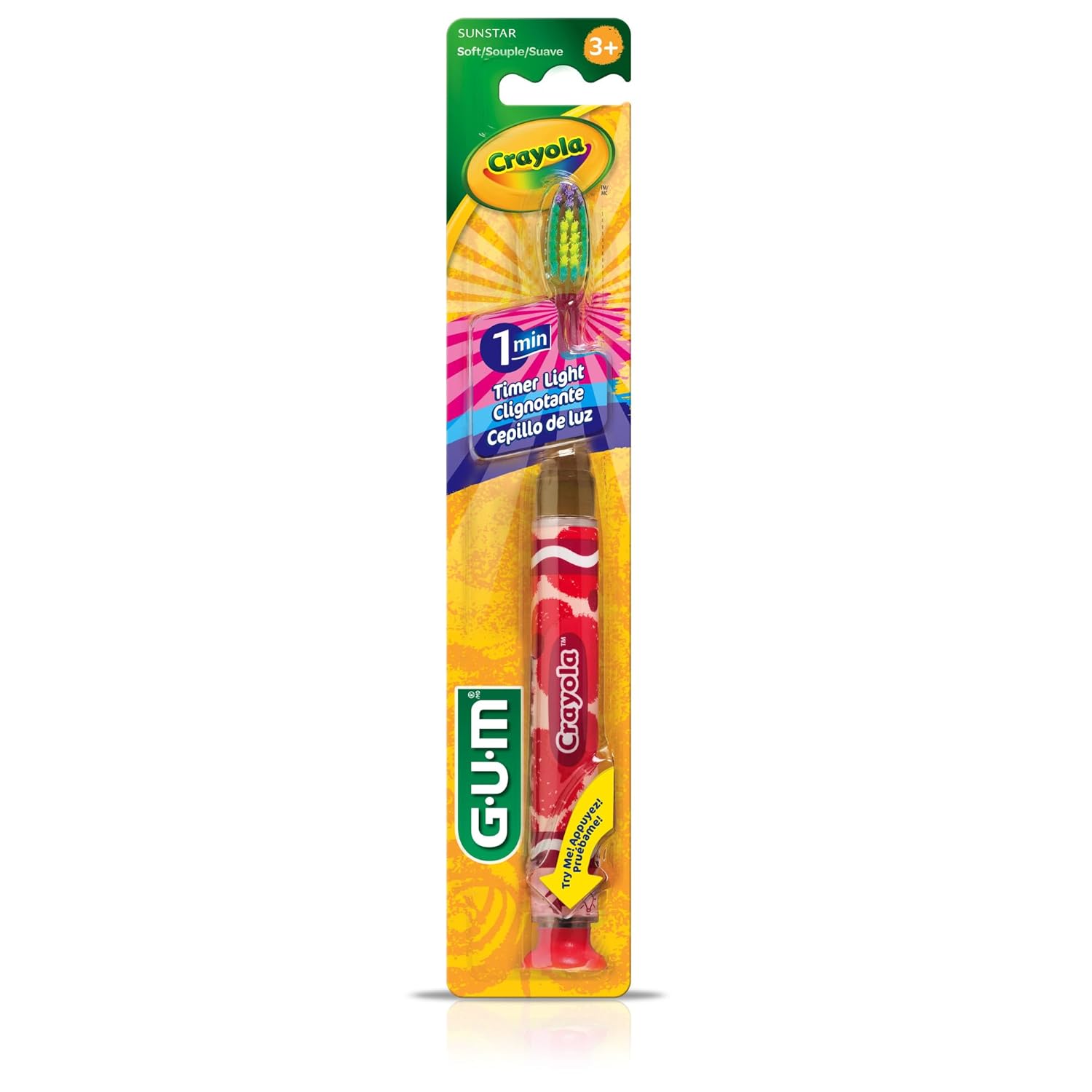 Kids' Timer Light Toothbrush | GUM® Crayola™ | Pack of one (Colour Varies)