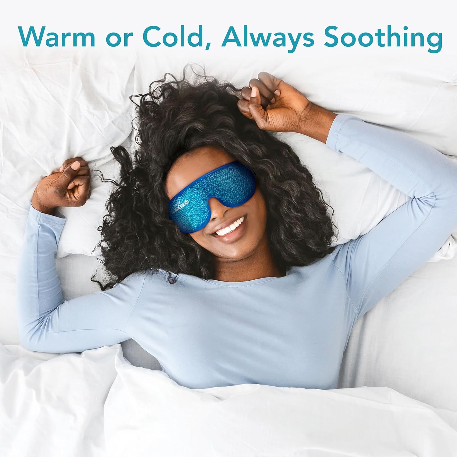 Dual Zone Reusable Hot or Cold Gel Bead Therapy Ice Pack Eye Mask with Adjustable Straps|ProActive |1 eye mask