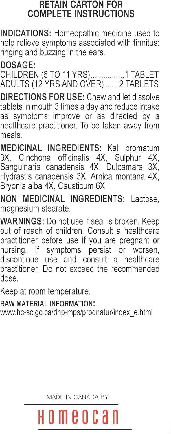 Real Relief - Tinnitus Optimum Relief | HOMÉOCAN | 60 Chewable Tablets
